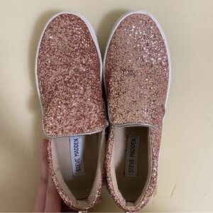 Steve Madden Slip-On Glitter Sneakers - Rose Gold